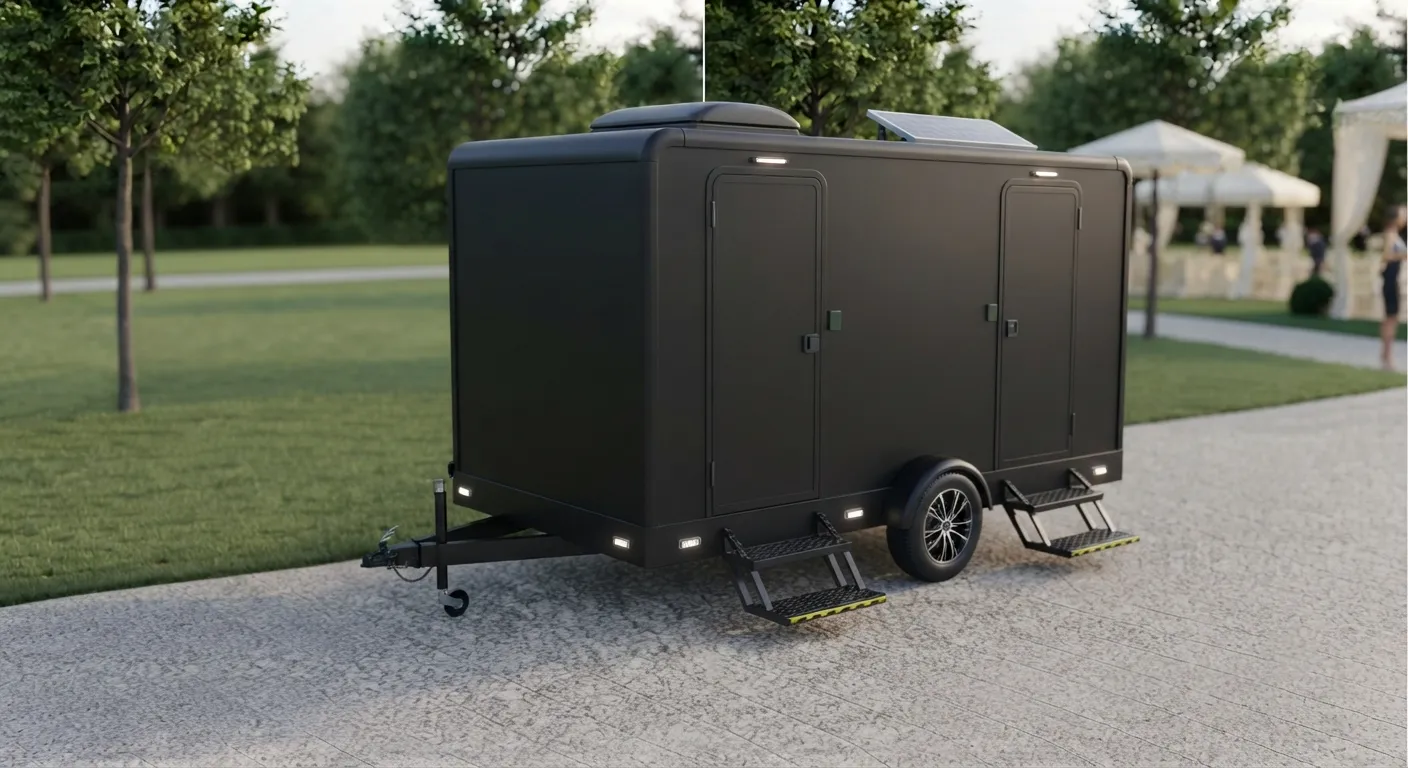 2 stall restroom trailer from our Fairfield fleet