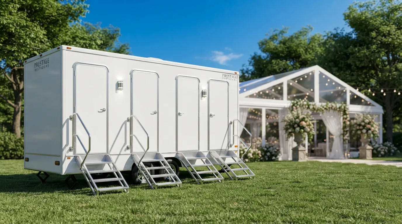 4 stall restroom trailer from our Fairfield fleet
